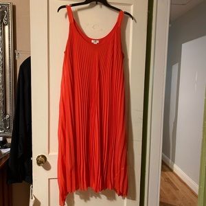 Beautiful, Fun Sleeveless Salmon Pleated Dress